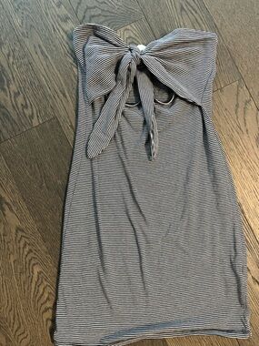 Striped Tie-Front Midi Dress in Black & White